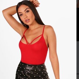 Strappy Front Red Bodysuit